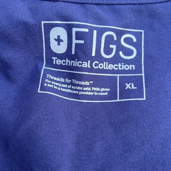 FIGS Navy Blue V-Neck Technical Scrub Short Sleeve Top Women's Size XL - Picture 6 of 7